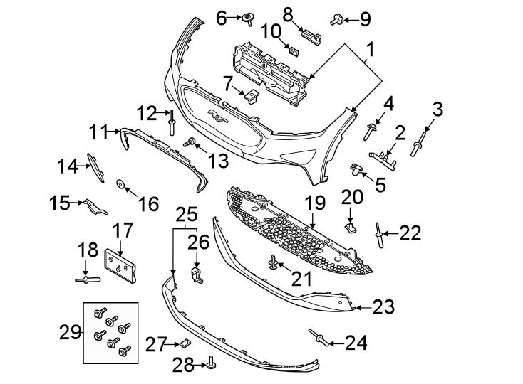 Diagram Front bumper & grille. Bumper & components. for your 2015 Lincoln MKZ   