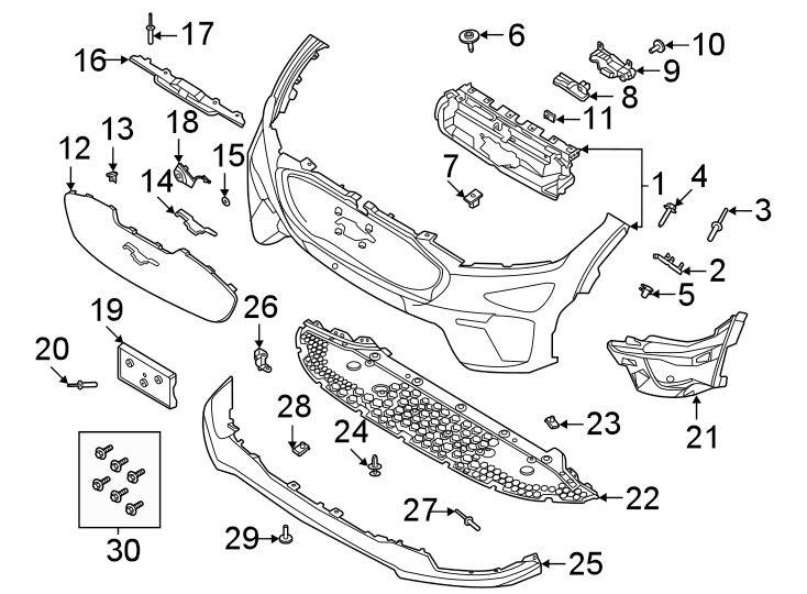 Diagram Front bumper & grille. Bumper & components. for your 2017 Lincoln MKZ Reserve Hybrid Sedan  