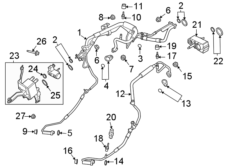 Diagram Air conditioner & heater. Compressor & lines. Condenser. for your 2021 Ford F-150   