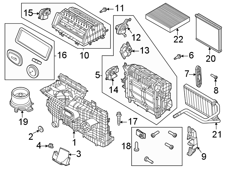 Diagram Air conditioner & heater. Evaporator & heater components. for your 2009 Ford Expedition   