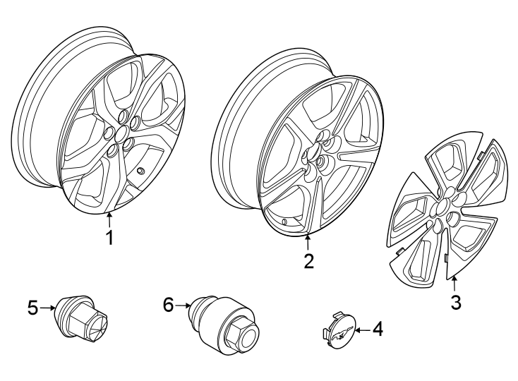 Diagram Wheels. for your 2023 Ford Mustang 2.3L EcoBoost A/T EcoBoost Coupe 