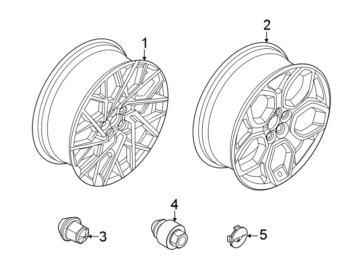 Diagram Wheels. for your 2023 Ford Mustang 2.3L EcoBoost A/T EcoBoost Coupe 