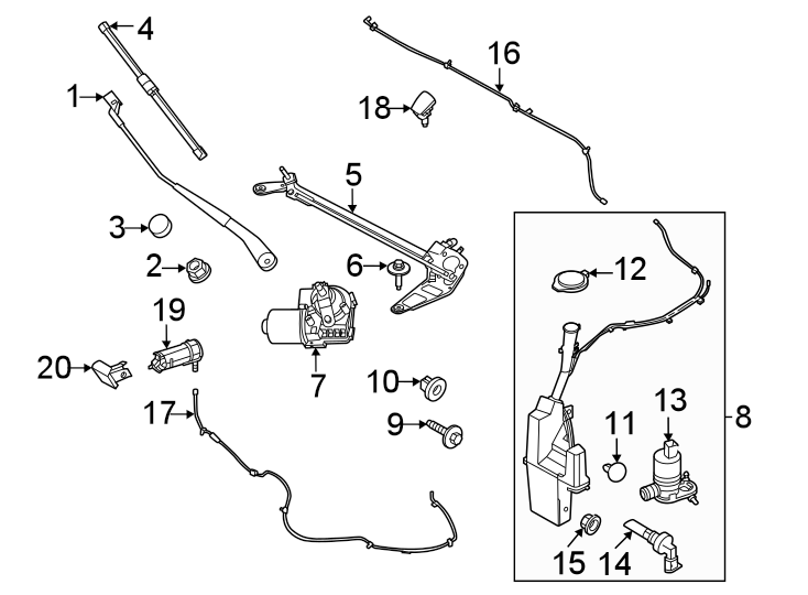 Diagram Windshield. Wiper & washer components. for your 2015 Lincoln MKZ   