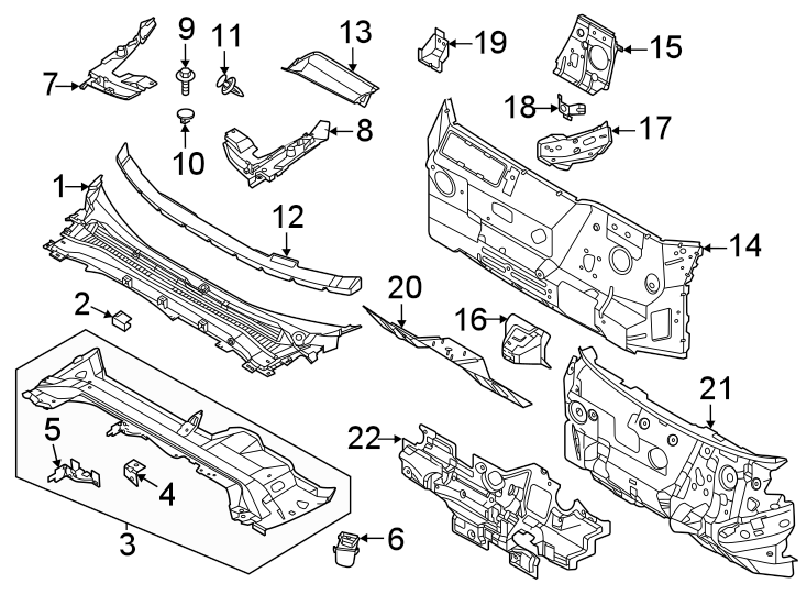 Ford Mustang Mach-E Reinforcement. Panel. REINFORCED. Cowl. Cowl ...