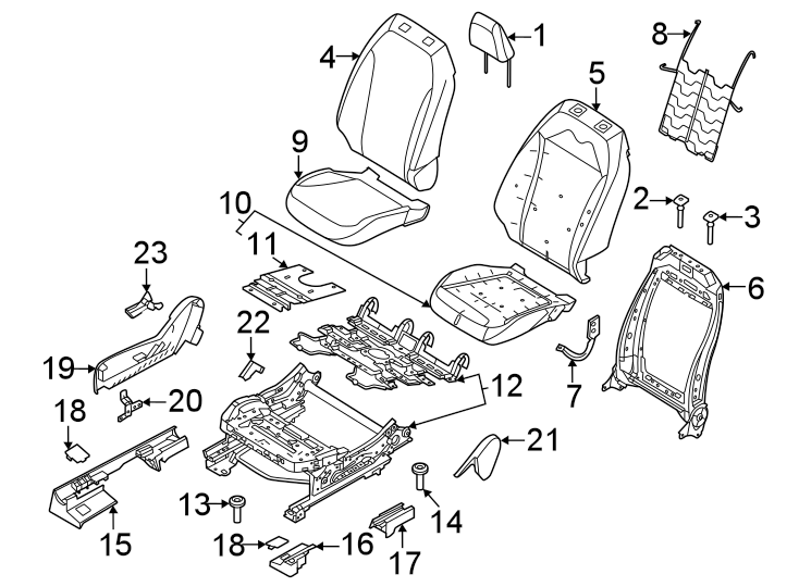 Diagram Seats & tracks. Passenger seat components. for your 2015 Lincoln MKZ   