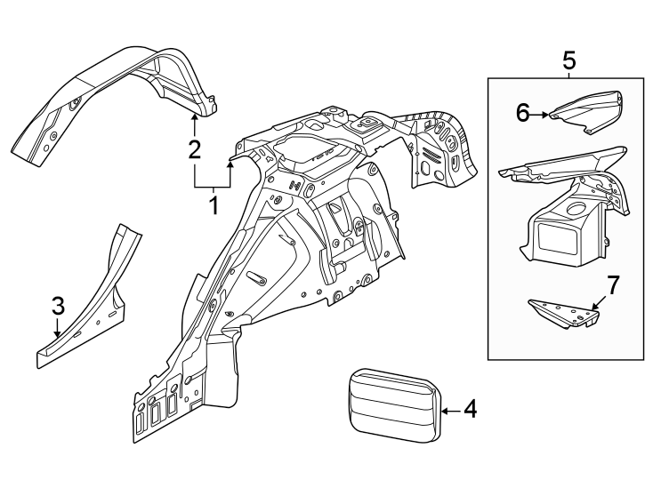 Diagram Quarter panel. Inner structure. for your 2013 Ford Transit Connect   