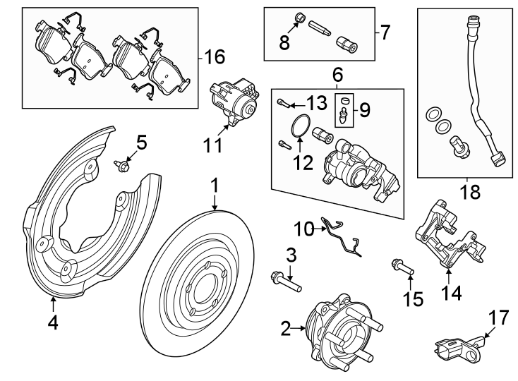 Diagram Rear suspension. Brake components. for your 2019 Ford F-150 2.7L EcoBoost V6 A/T 4WD XLT Extended Cab Pickup Fleetside 