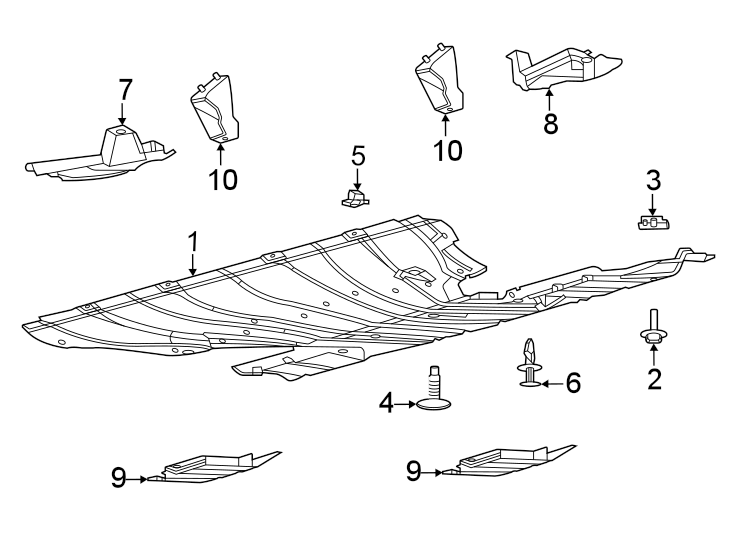 Diagram Rear body & floor. Under cover & splash shields. for your 2019 Lincoln MKZ   