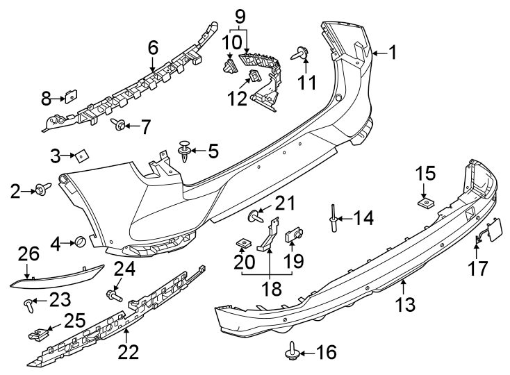 Diagram Rear bumper. Bumper & components. for your Lincoln MKZ  