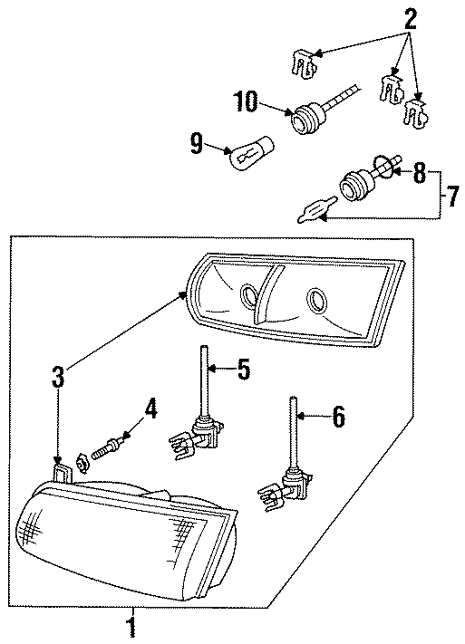 Diagram FRONT LAMPS. HEADLAMP COMPONENTS. for your 2003 Ford F-150  Lightning Standard Cab Pickup Stepside 