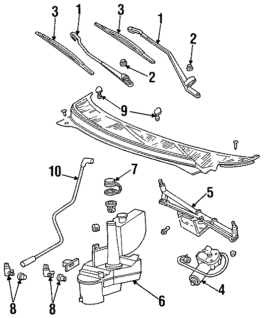 Diagram WINDSHIELD. WIPER & WASHER COMPONENTS. for your 2019 Lincoln MKZ Hybrid Sedan  