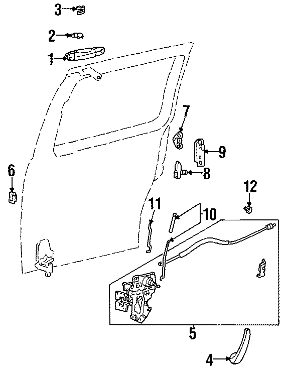 Diagram SIDE LOADING DOOR. LOCK & HARDWARE. for your Ford