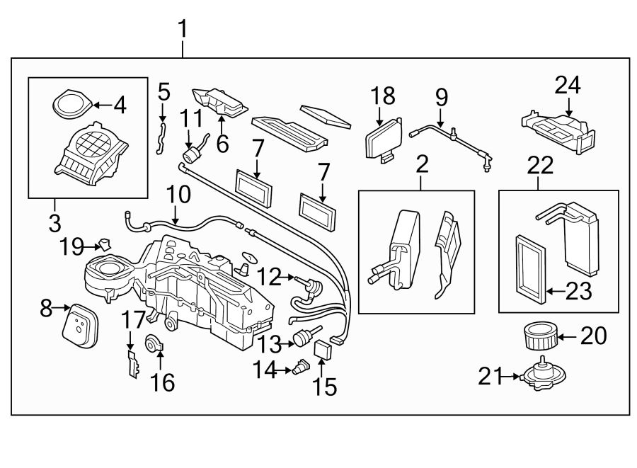 Diagram AIR CONDITIONER & HEATER. EVAPORATOR & HEATER COMPONENTS. for your 2001 Ford Expedition   