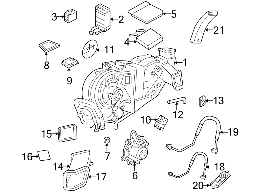 Diagram AIR CONDITIONER & HEATER. AUXILIARY AC & HEATER UNIT. for your 1992 Ford Ranger   