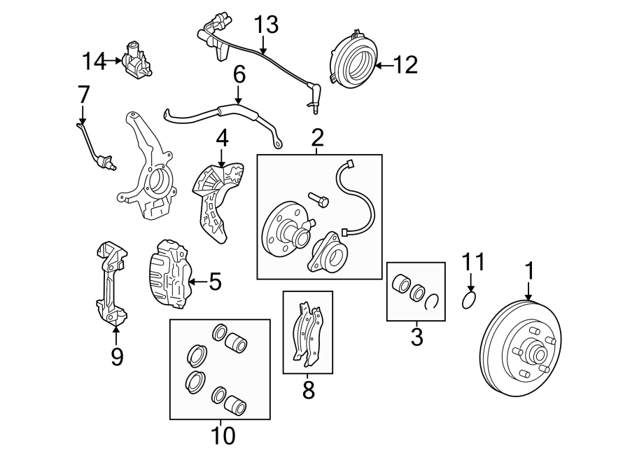 Diagram FRONT SUSPENSION. BRAKE COMPONENTS. for your Lincoln Navigator  