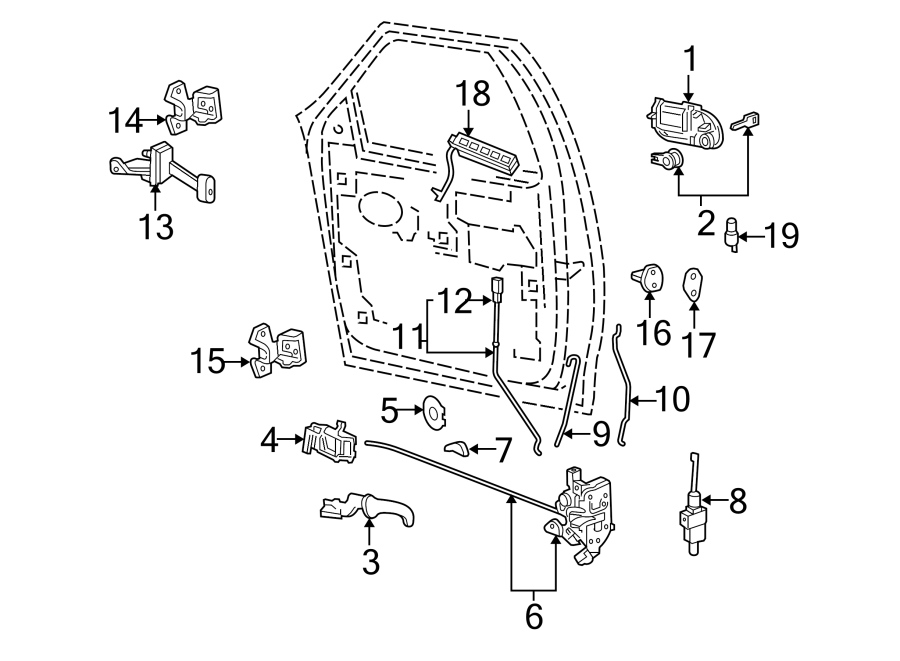 Diagram FRONT DOOR. LOCK & HARDWARE. for your 1989 Ford F-150   