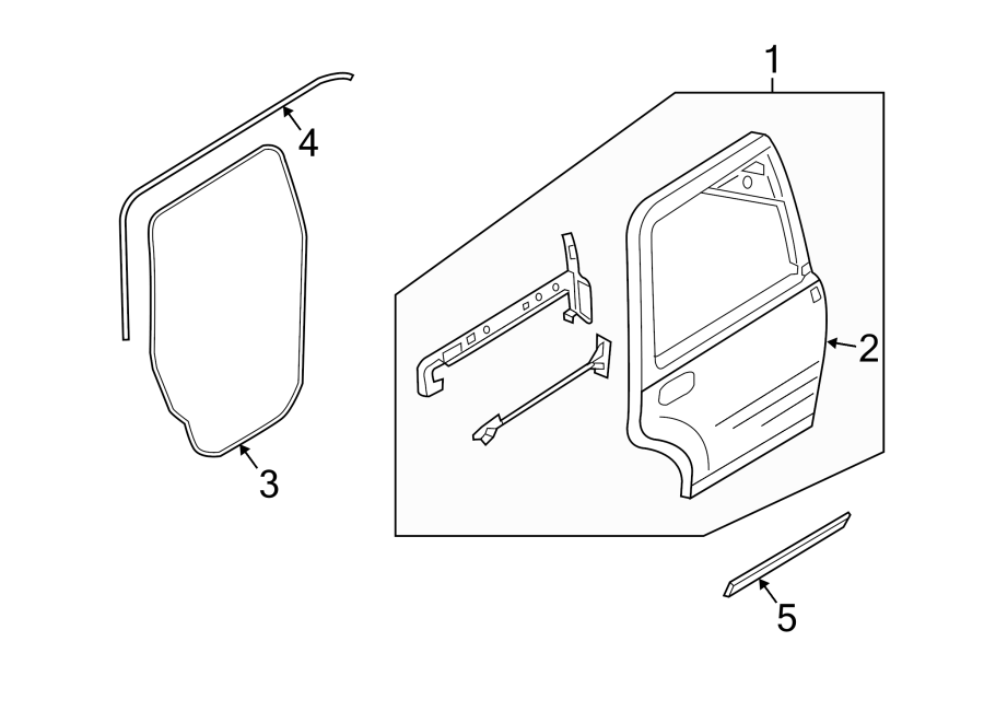 Diagram REAR DOOR. DOOR & COMPONENTS. for your 2007 Lincoln Navigator 5.4L Triton V8 A/T RWD Ultimate Sport Utility 