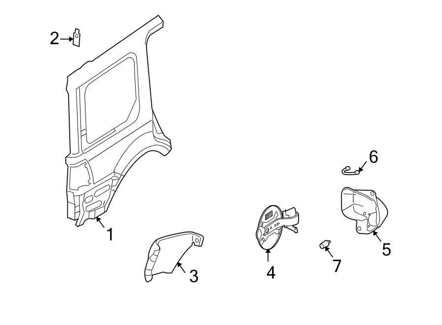 Diagram QUARTER PANEL & COMPONENTS. for your 2017 Ford Transit Connect   