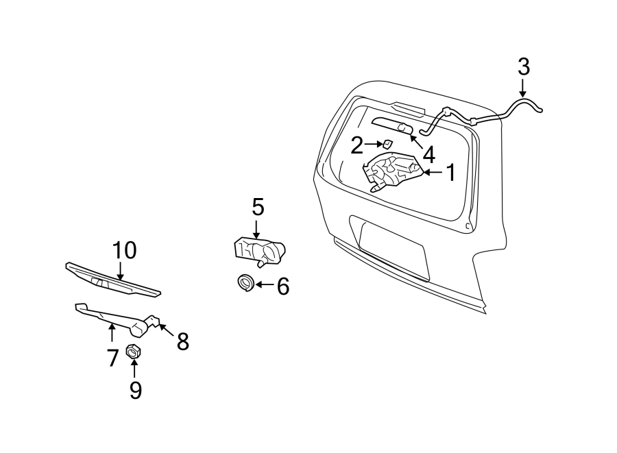 Diagram LIFT GATE. WIPER & WASHER COMPONENTS. for your 2003 Ford F-250 Super Duty  XL Extended Cab Pickup Fleetside 