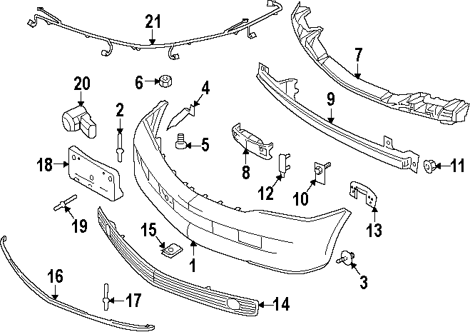 Diagram FRONT BUMPER. BUMPER & COMPONENTS. for your 2013 Lincoln MKZ   