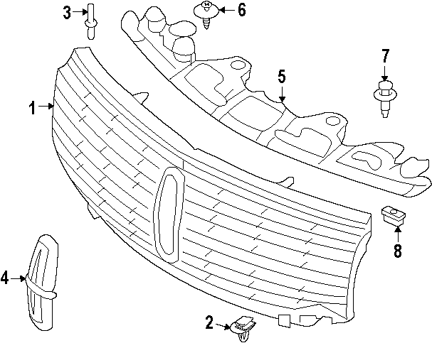 Diagram FRONT BUMPER. GRILLE & COMPONENTS. for your 2008 Lincoln MKX   