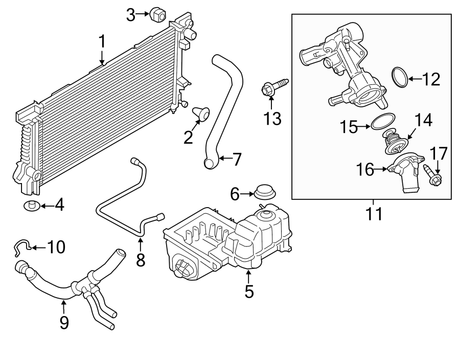 Diagram RADIATOR & COMPONENTS. for your 2010 Lincoln MKZ   