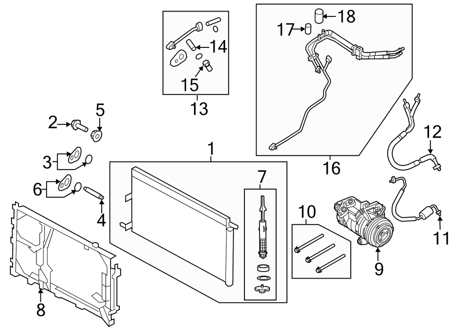 Diagram AIR CONDITIONER & HEATER. COMPRESSOR & LINES. CONDENSER. for your 2004 Ford Ranger   