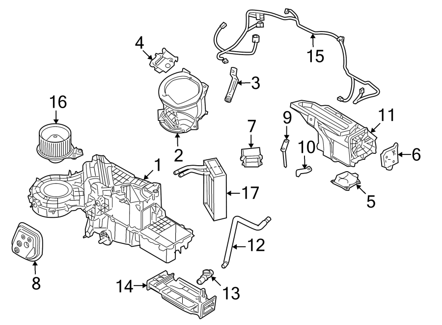 Diagram AIR CONDITIONER & HEATER. EVAPORATOR & HEATER COMPONENTS. for your 2020 Ford Expedition   