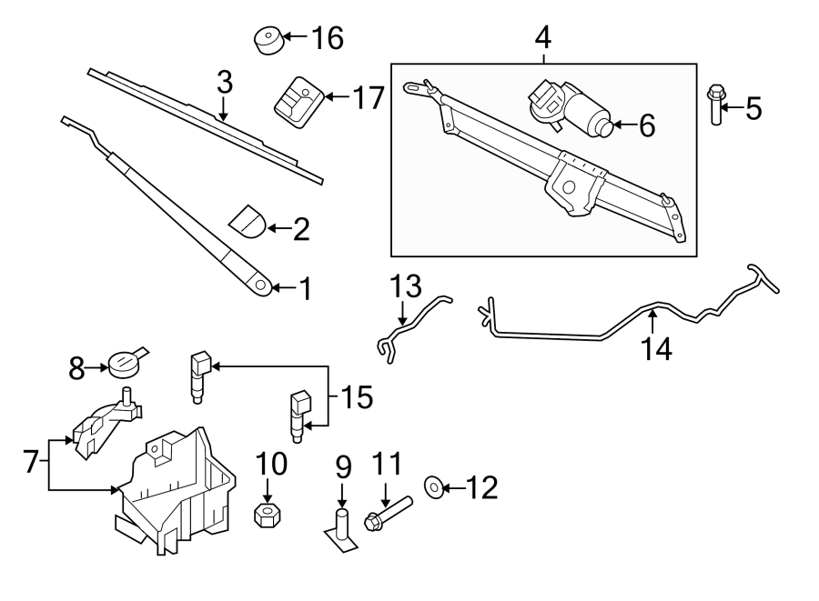 Diagram WINDSHIELD. WIPER & WASHER COMPONENTS. for your 2020 Lincoln MKZ   