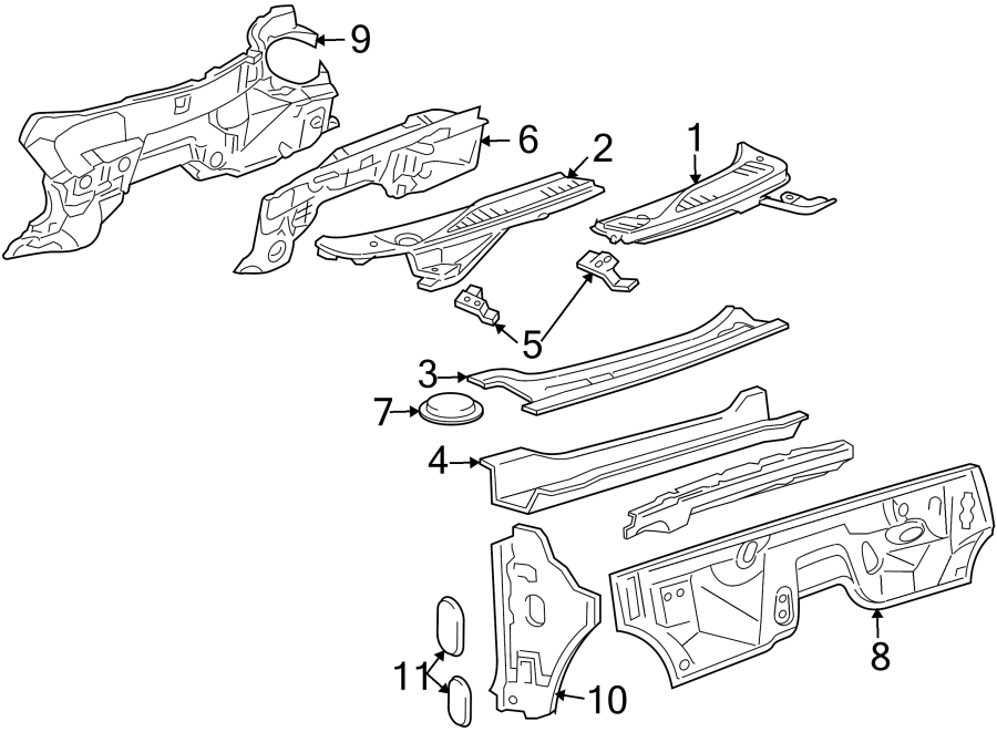 Diagram COWL. for your 2016 Ford F-150 5.0L V8 FLEX A/T RWD XLT Crew Cab Pickup Fleetside 