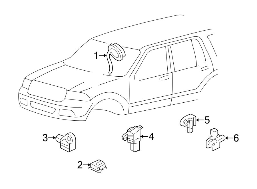 Diagram RESTRAINT SYSTEMS. AIR BAG COMPONENTS. for your 1997 Ford F-150   