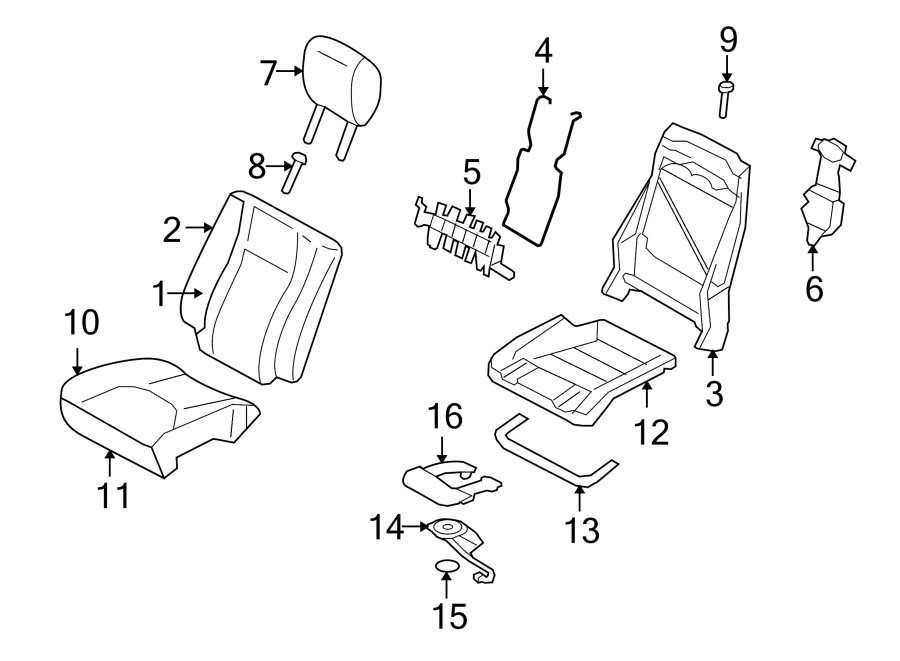 Diagram SEATS & TRACKS. FRONT SEAT COMPONENTS. for your 2014 Ford F-150 5.0L V8 FLEX A/T 4WD STX Extended Cab Pickup Fleetside 