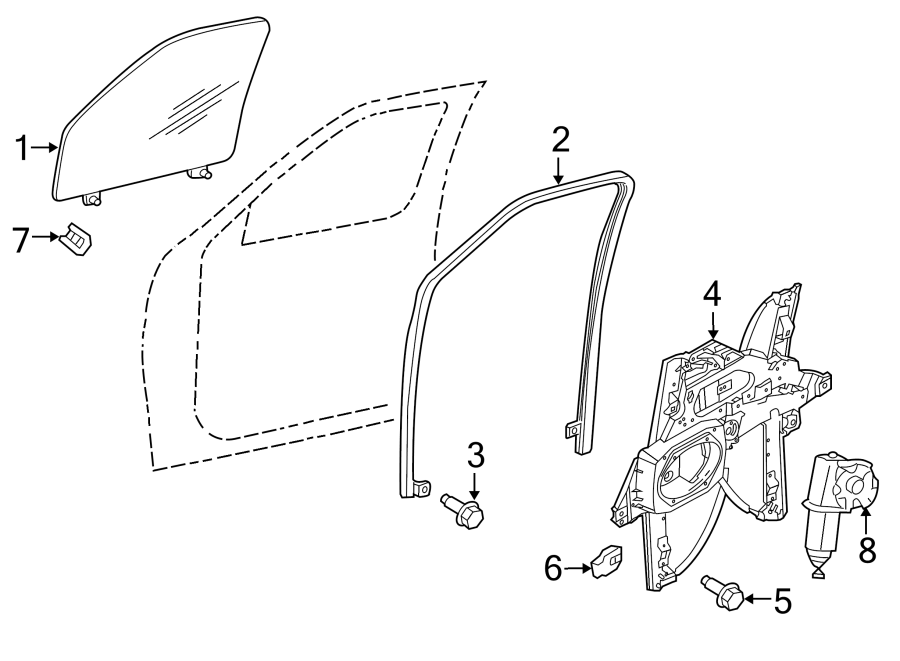 Diagram FRONT DOOR. GLASS & HARDWARE. for your 2023 Ford F-150  XLT Standard Cab Pickup Fleetside 