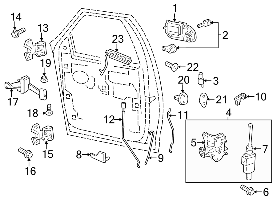 Diagram FRONT DOOR. LOCK & HARDWARE. for your 2017 Lincoln MKZ Black Label Sedan 2.0L EcoBoost A/T FWD 