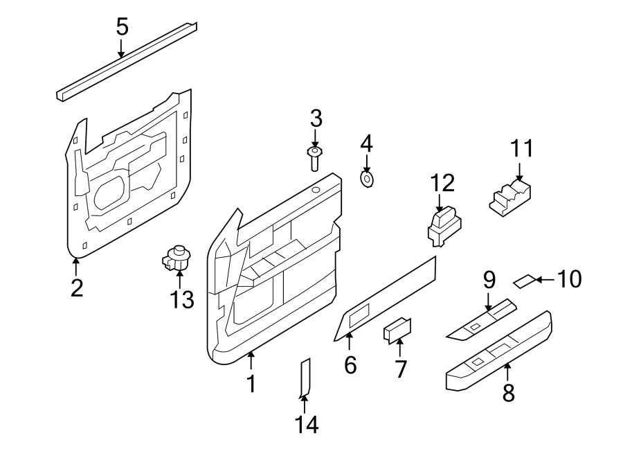 Diagram FRONT DOOR. INTERIOR TRIM. for your 1987 Ford Bronco   