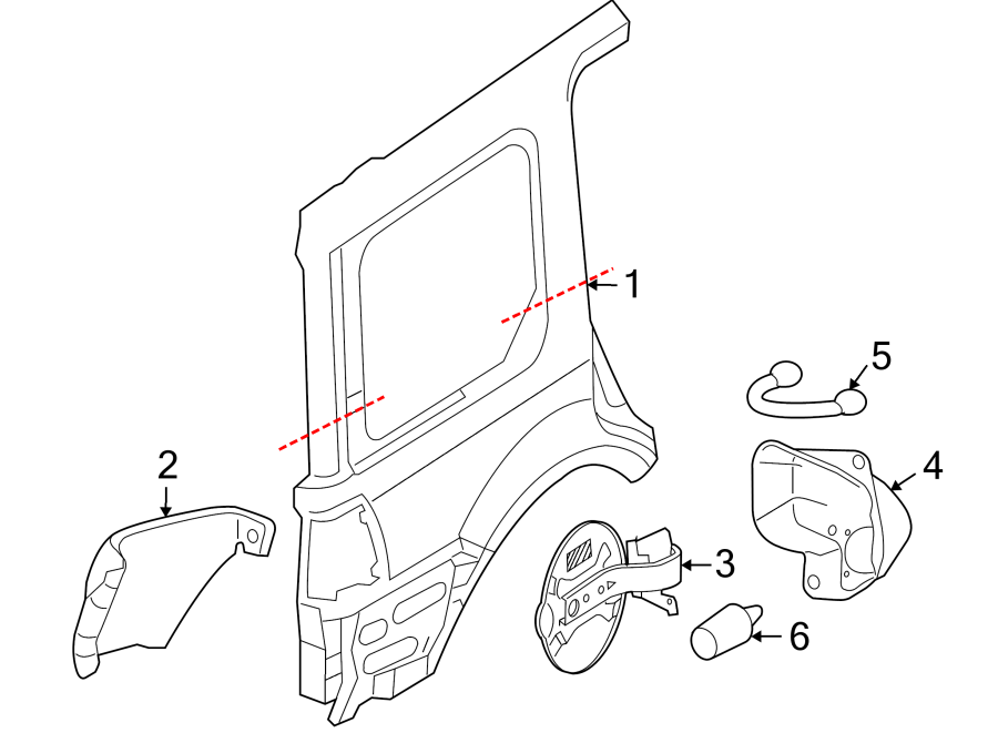 Diagram QUARTER PANEL & COMPONENTS. for your 2017 Ford Transit Connect   