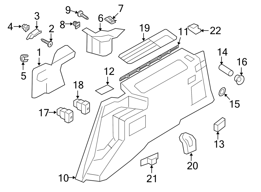 Diagram QUARTER PANEL. INTERIOR TRIM. for your 2009 Lincoln Navigator 5.4L Triton V8 FLEX A/T 4WD L Sport Utility 