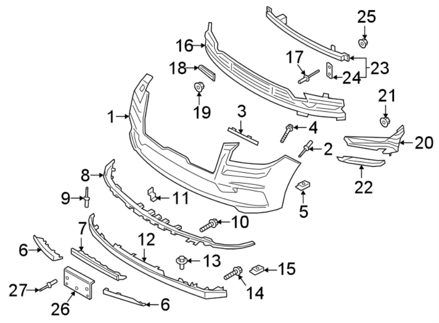 Diagram FRONT BUMPER & GRILLE. BUMPER & COMPONENTS. for your 2009 Ford F-150 4.6L Triton V8 A/T RWD XLT Extended Cab Pickup Stepside 