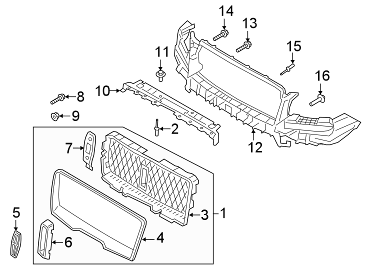 Diagram FRONT BUMPER & GRILLE. GRILLE & COMPONENTS. for your Lincoln MKZ  