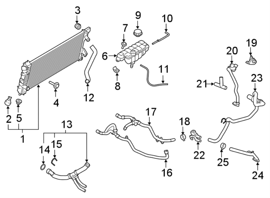 Diagram RADIATOR & COMPONENTS. for your 2014 Lincoln Navigator   