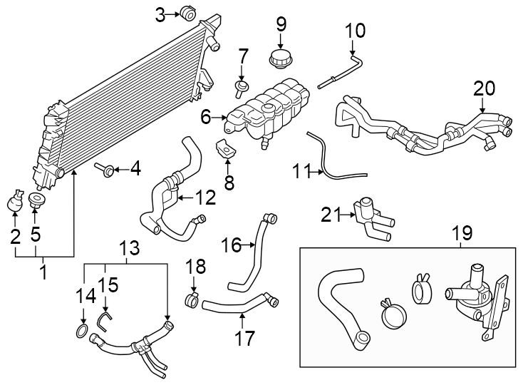 Diagram Radiator & components. for your Lincoln Navigator  