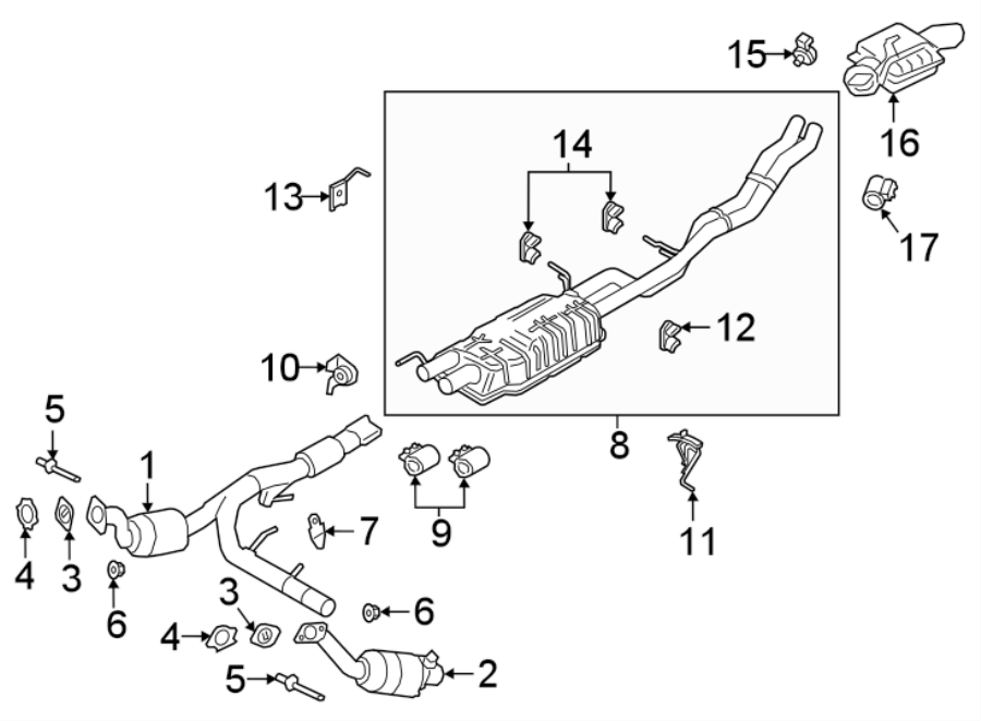 Diagram EXHAUST SYSTEM. EXHAUST COMPONENTS. for your 2020 Ford F-150  Police Responder Crew Cab Pickup Fleetside 