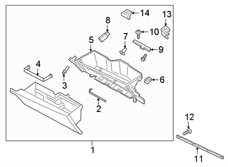 Diagram Instrument panel. Glove box. for your 2018 Ford F-150 5.0L V8 FLEX A/T RWD Platinum Crew Cab Pickup Fleetside 