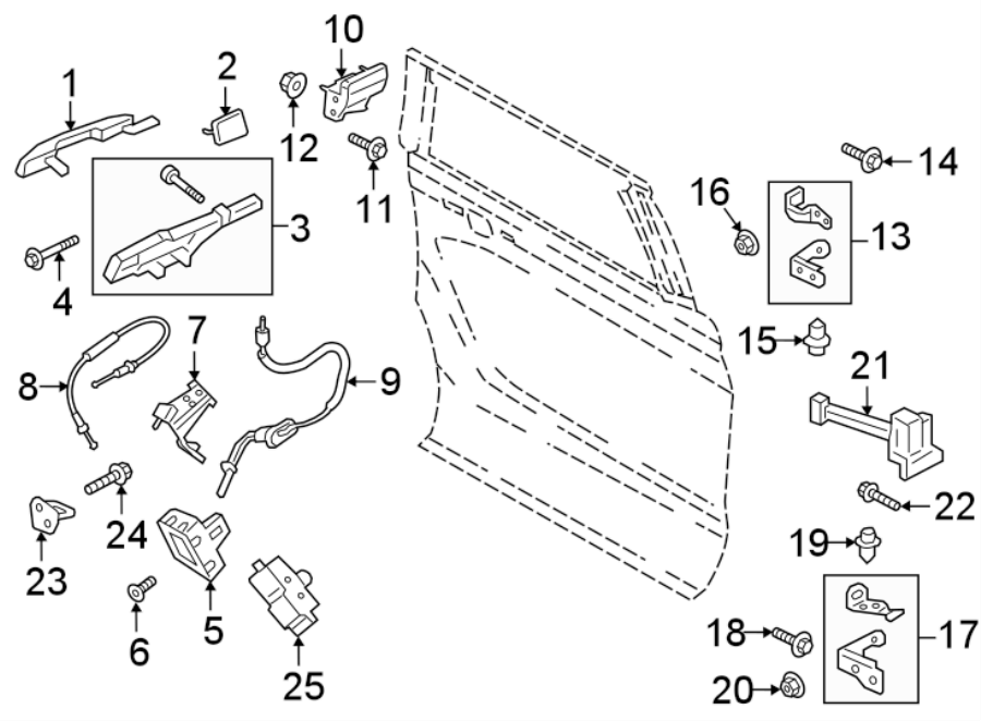 Diagram Rear door. Lock & hardware. for your 1989 Ford F-150   