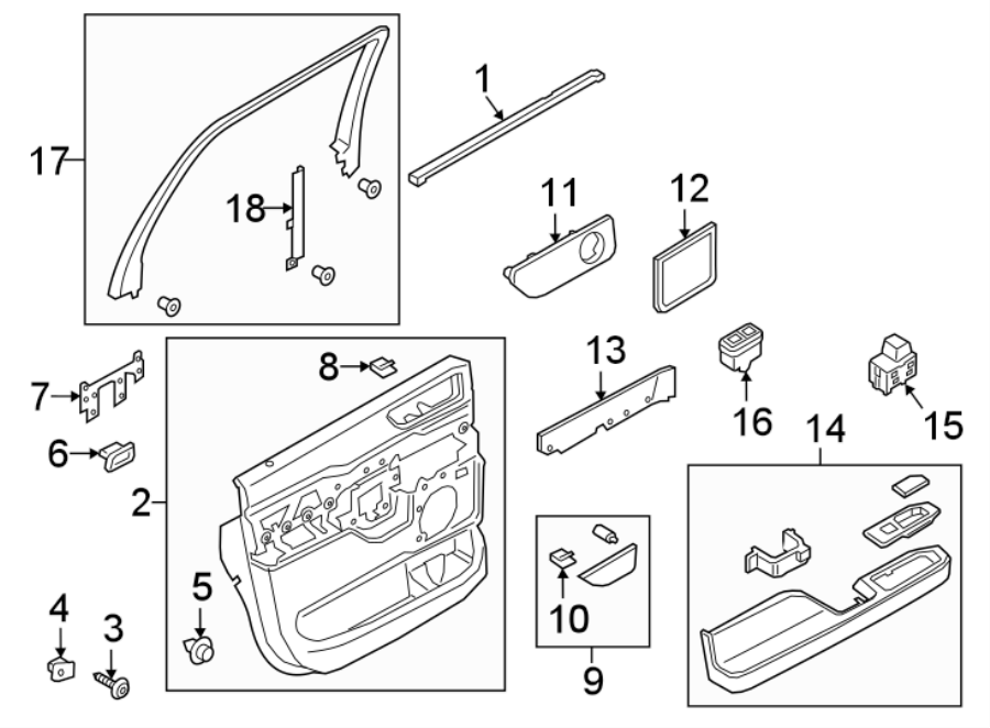 Diagram REAR DOOR. INTERIOR TRIM. for your 2010 Ford E-150   