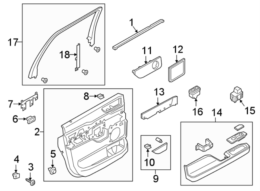 Diagram REAR DOOR. INTERIOR TRIM. for your 2010 Ford E-150   