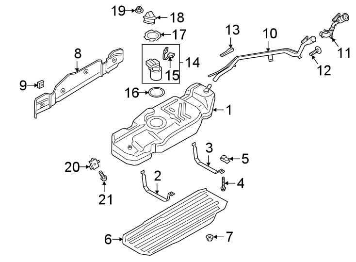 Diagram FUEL SYSTEM COMPONENTS. for your 2014 Lincoln MKZ Hybrid Sedan  