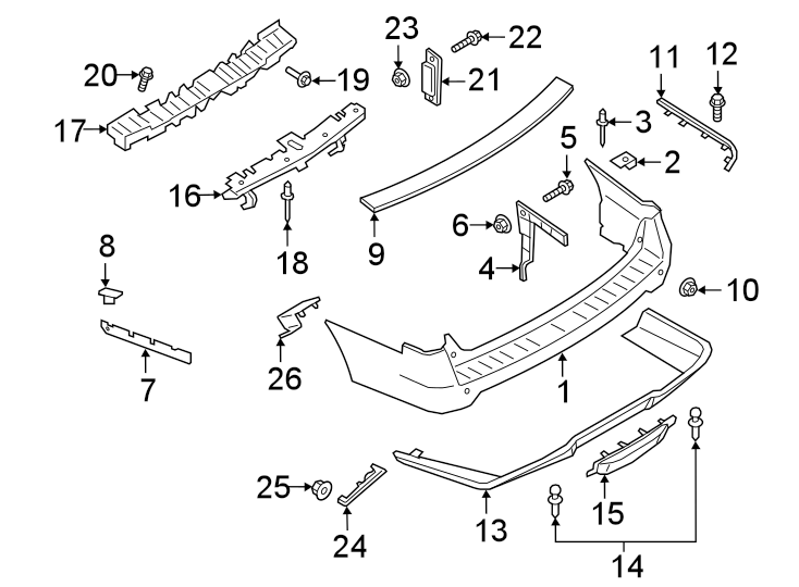 Diagram REAR BUMPER. BUMPER & COMPONENTS. for your 2011 Ford Focus   