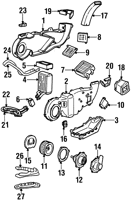 Diagram AIR CONDITIONER & HEATER. AUXILIARY AC & HEATER UNIT. for your 1992 Ford Ranger   