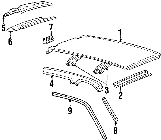 Diagram ROOF & COMPONENTS. for your 1989 Ford Bronco   